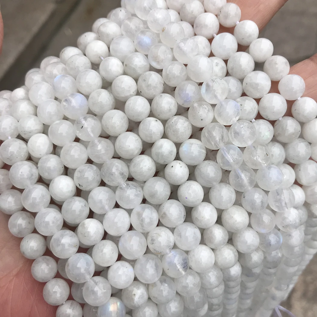 Натуральный лунный камень 4-10 мм круглые бусины из драгоценного камня для