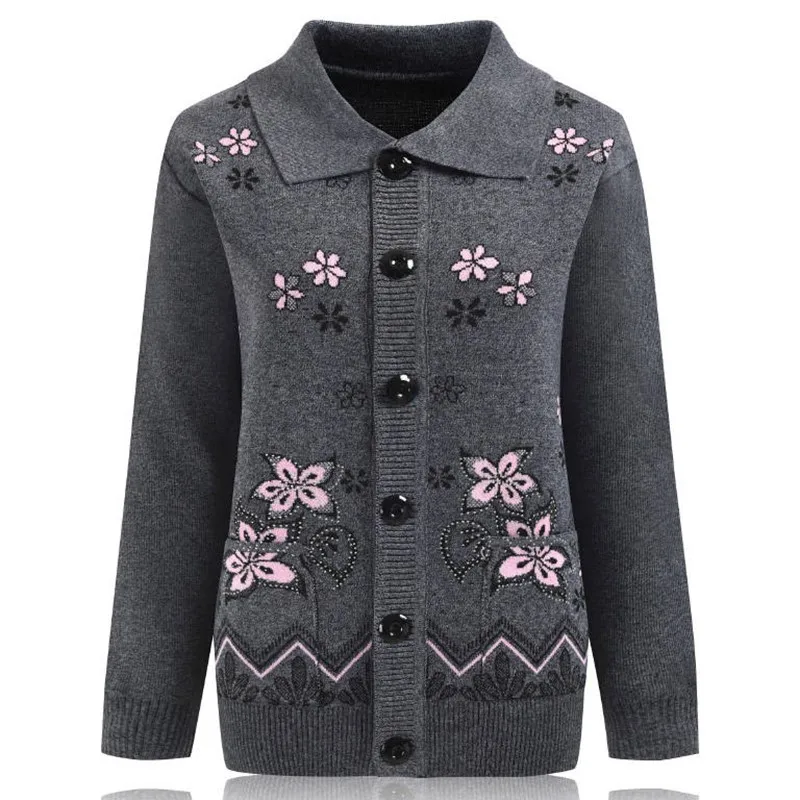 Трикотажный кардиган для женщин среднего возраста свитер пальто 2020 осень