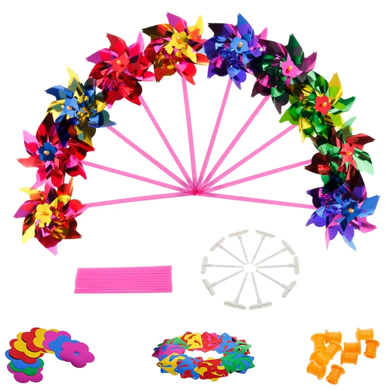 

10Pcs Plastic Windmill Pinwheel Wind Spinner Kids Toy Garden Lawn Party Decor Toy Gift For Boys Girls Baby