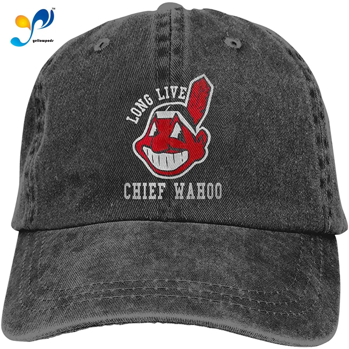 

AiFuShi Long Live Chief Wahoo Sports Denim Cap Adjustable Snapback Casquettes Unisex Plain Baseball Cowboy Hat Black