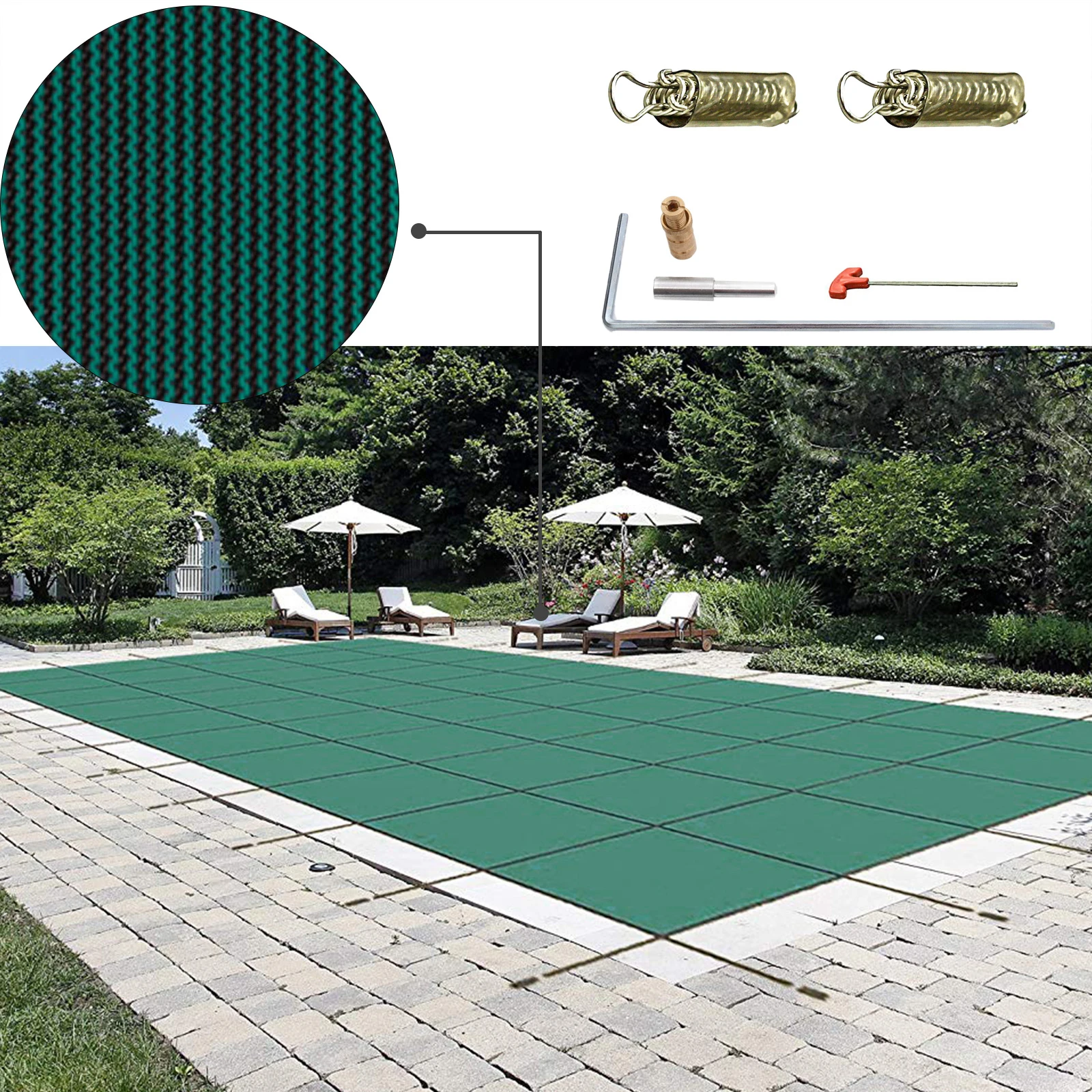 VEVOR-cubierta de seguridad para piscina rectangular, cubierta de malla verde s&oacute;lida para piscina, de seguridad para invierno-0