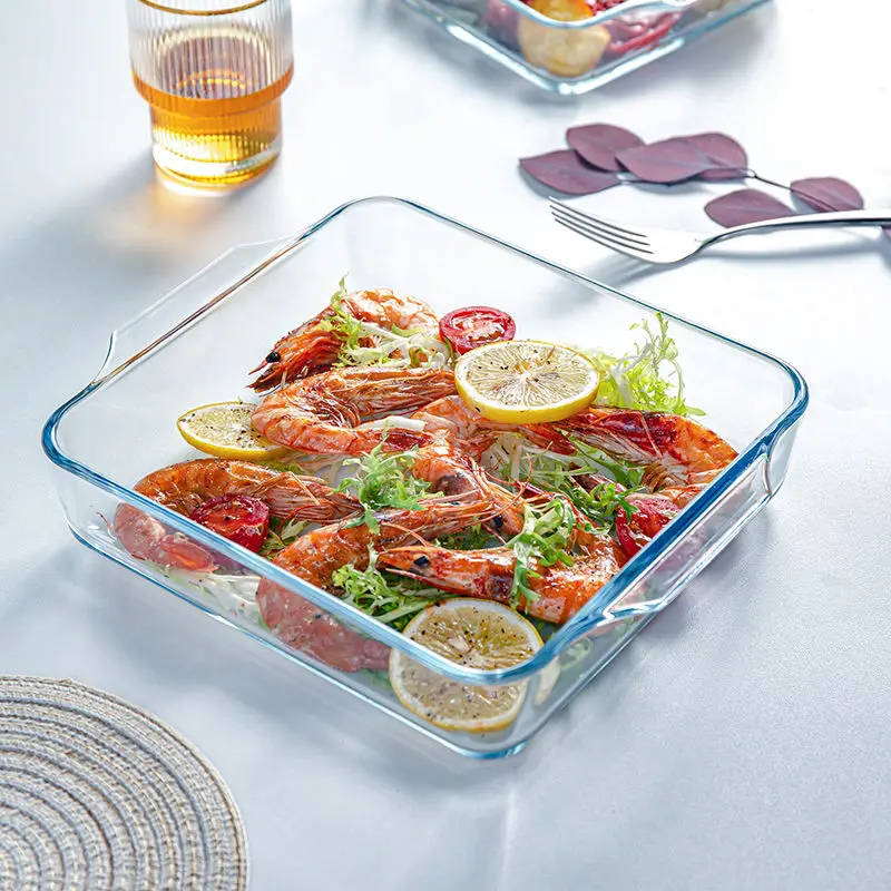 Тарелка для выпечки из закаленного стекла дома креативная прямоугольная тарелка