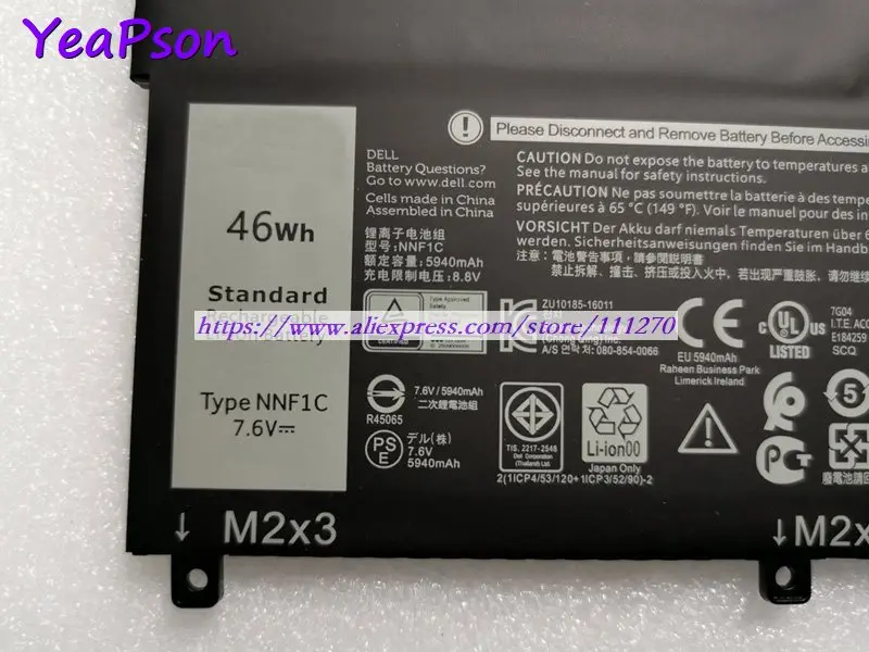 Аккумулятор Yeapson NNF1C HMPFH для ноутбука Dell XPS 7 6 2 в 1 13 9365 D5505TS в|Аккумуляторы