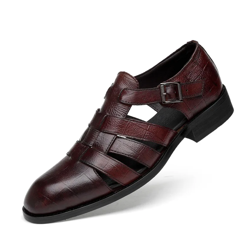 

Genuine leather Men Sandals Handmade dress shoes Luxury Sandals Summer Beach Shoes Business Dress sandals 13