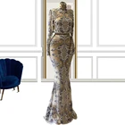 Мусульманское арабское официальное вечернее платье с длинным рукавом из двух частей 2022 цвет шампанского кружевное женское платье для вечевечерние свадебное платье