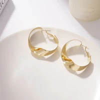 stainless brass high polished twist round click top hoop earrings