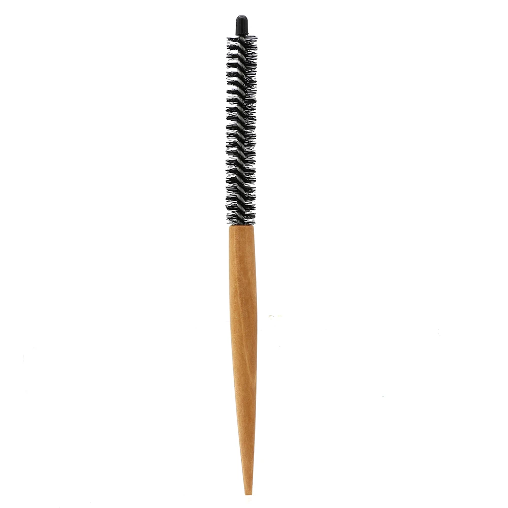 

Pro 1 PCS Mini Hair Brush Nylon Bristle Afro Hair Round Comb For Short Hair Styling Wood Hair Barrel Brush For Hairdressing