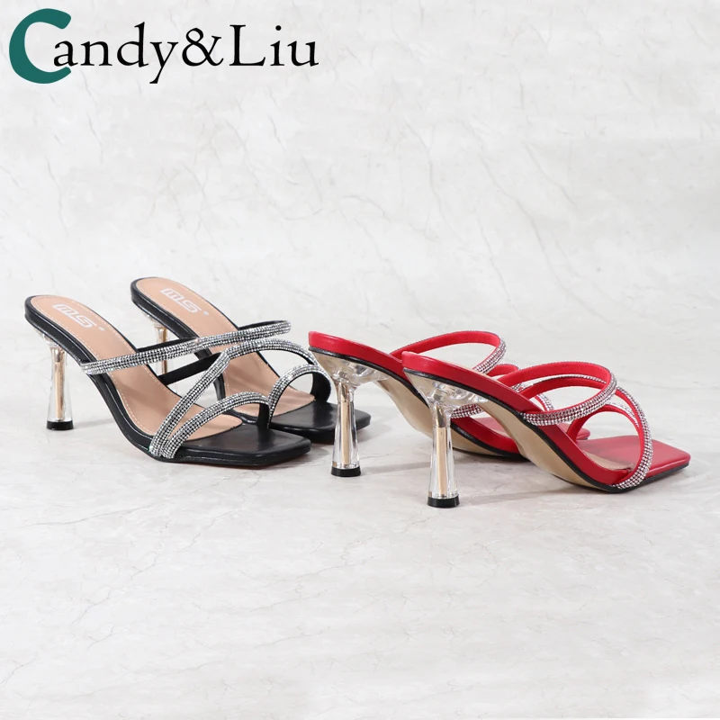 

Crystal Sandals Lady Cute Shoe Summer 2021 Foreign Single New Thin Heel Comfortable Rhinestone Sandals Sexy Women's Shoes