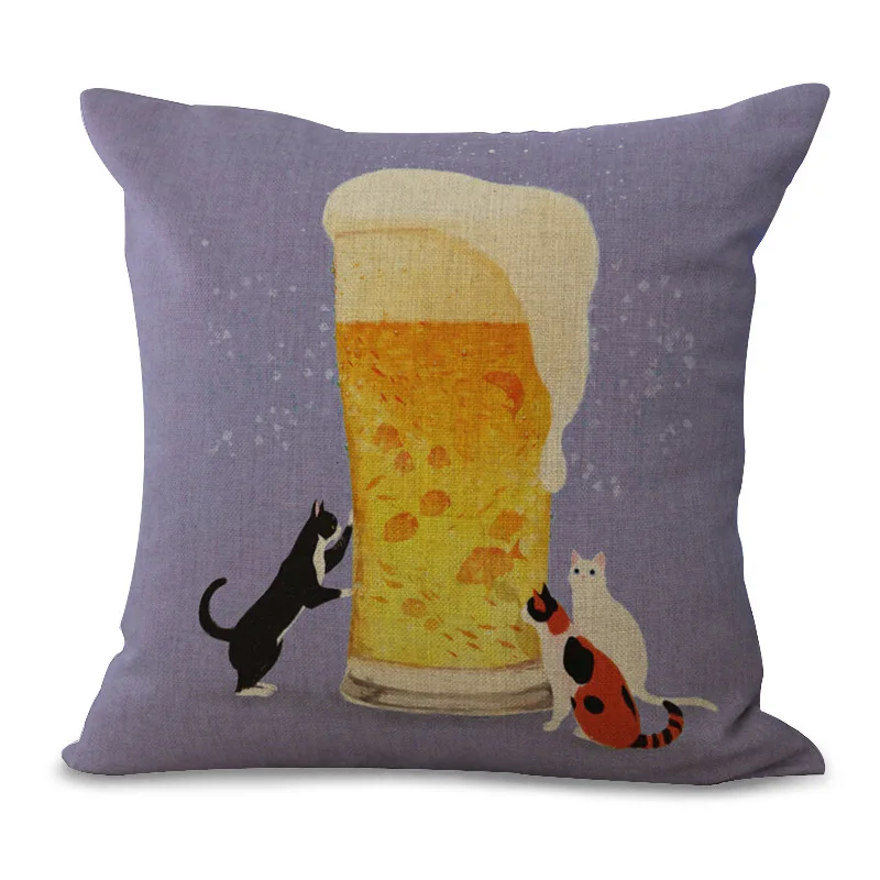 Наволочка с рисунком кота на подушку размером 45*45 яркие диванные подушки