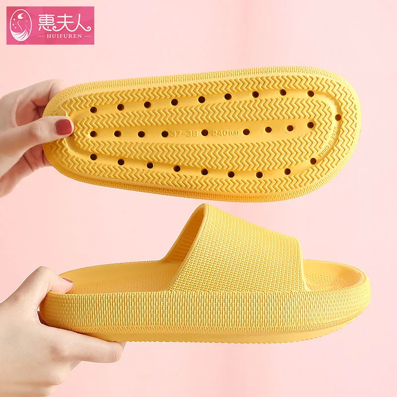 

4.5cm Platfom Indoor Slippers Women Men Beach Flip Flops Soft EVA Lovers Bathroom Slipper Anti-slip Female Home Floor Shoes SH12