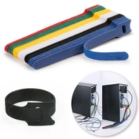 reusable ties hook and loop tape double sided tape nylon cable tie usb cable organizer electrical equipment t bundle sticker