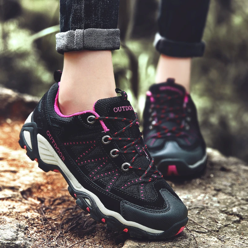 Унисекс походная обувь Нескользящая дышащая для альпинизма женская на шнуровке