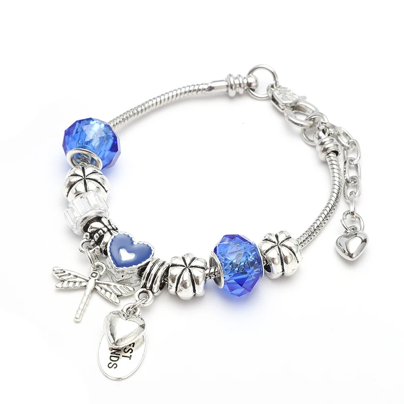sapphire Модные Амулеты Браслет с подвесками для женщин Кристалл Кулон Фея Украшения, браслеты с бусинами Pulseras - Окраска металла: sapphire