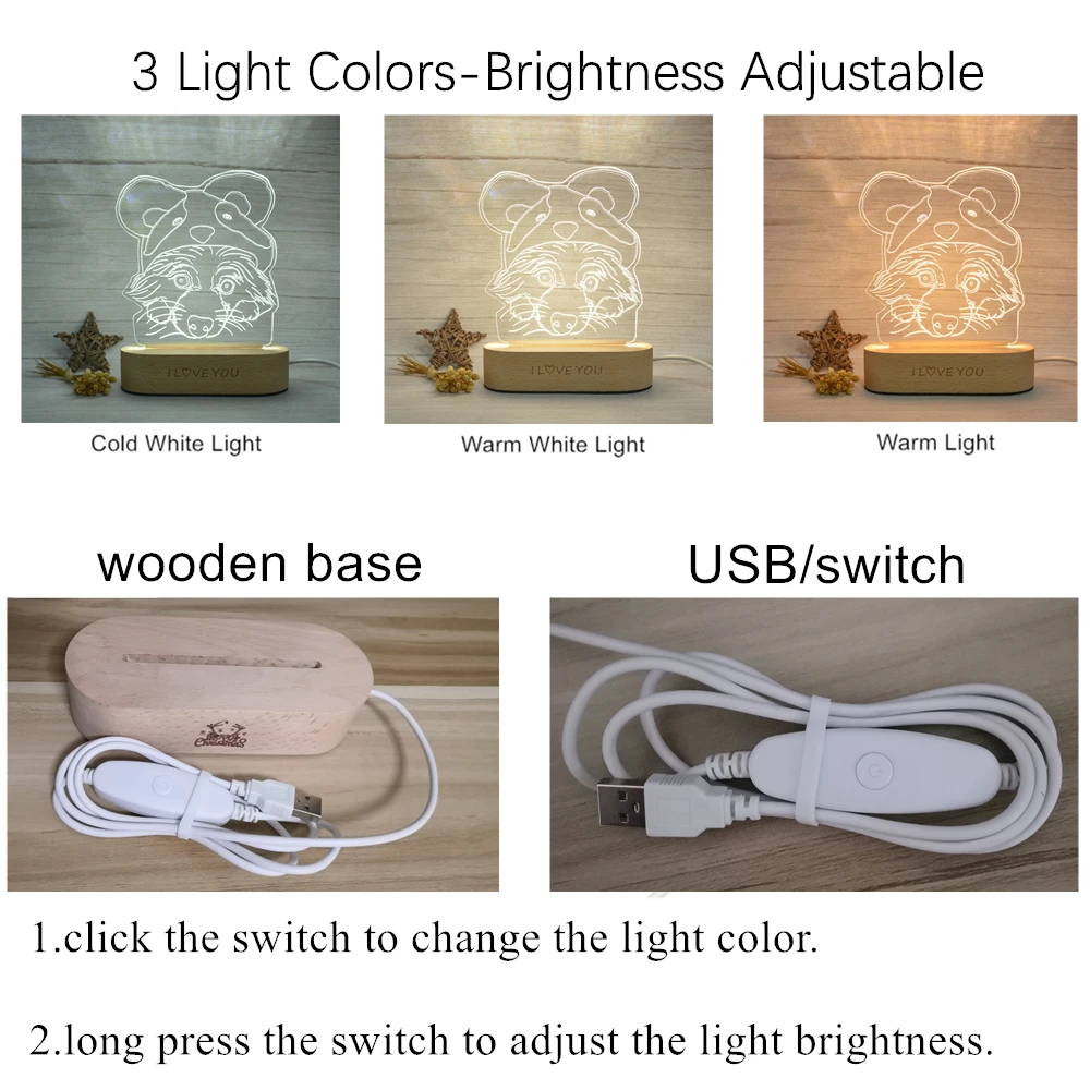 Персонализированная фотография 3D лампа ночник фото и текст под заказ USB для детей