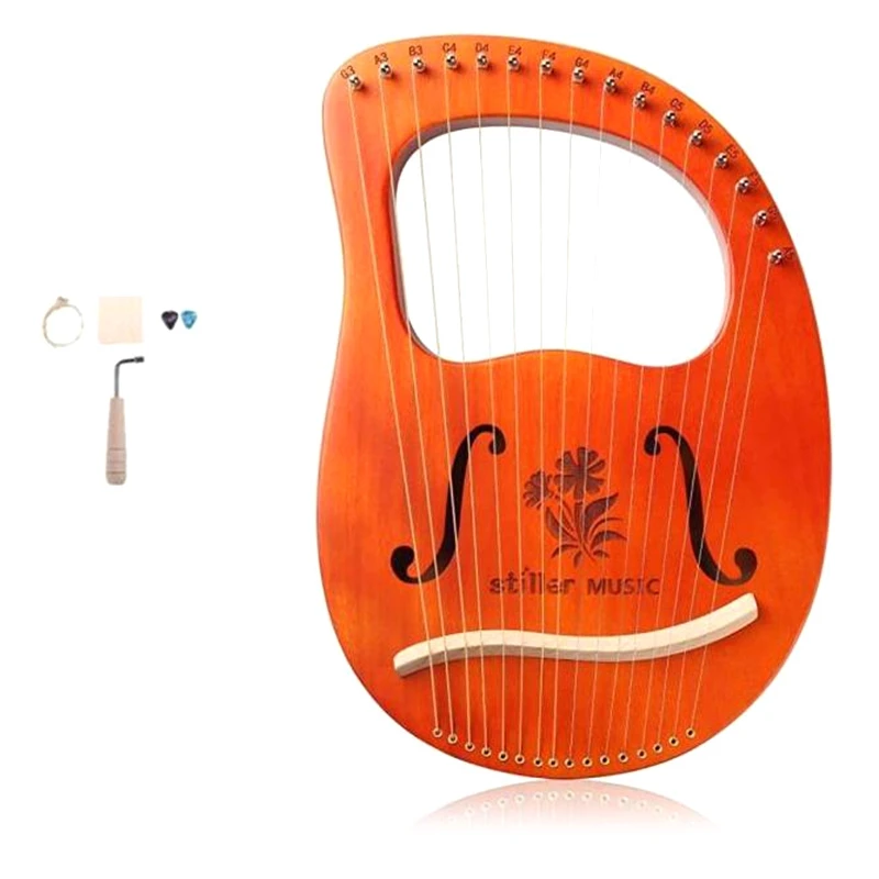 

Lyre Harp,16 String Mahogany Lyre Instrument,Begonia Flower Pattern Harp,with Tuning Wrench, for Music Lovers Beginners