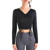 wmuncc womens yoga shirts pleated long sleeve sports top gym running training blouse breathable t shirt