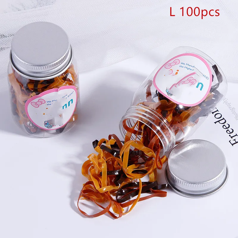 Brown 100pcs 200/100 шт одноразовые резиновые ленты консервы Для детей, малышей Цвет модная эластичная, для волос кольцо резинка для волос Веревка Аксессуары - Цвет: Brown 100pcs