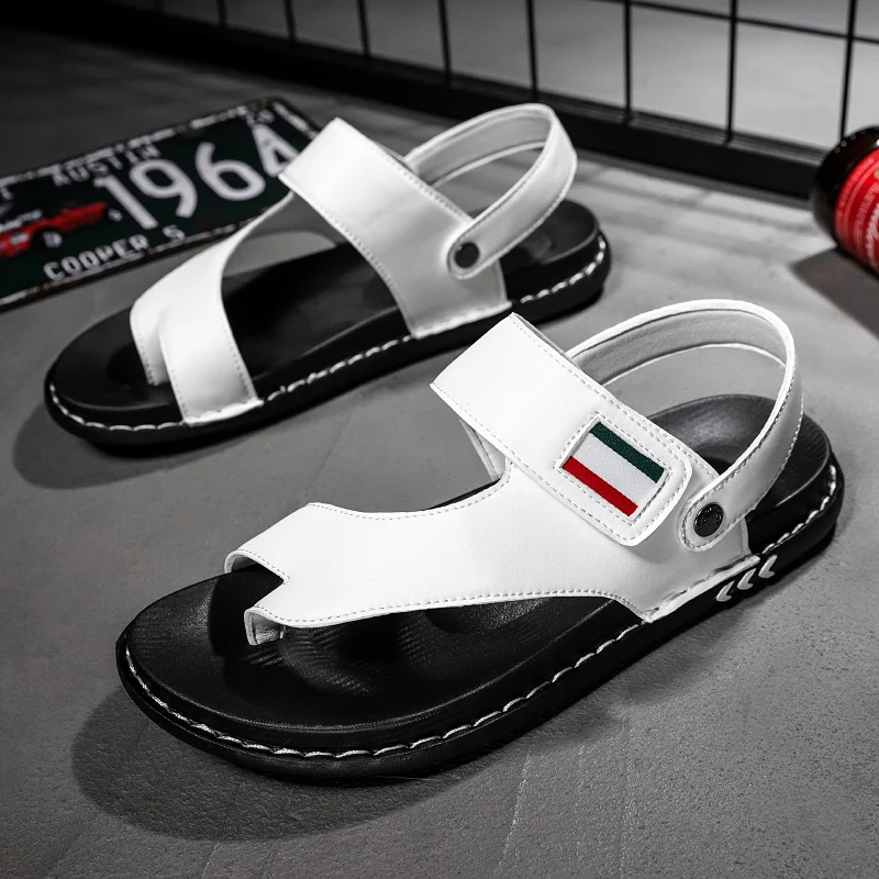 

Сандалии мужские для пляжа и улицы, повседневные модные шлепанцы для улицы, удобная прогулочная обувь, белые черные