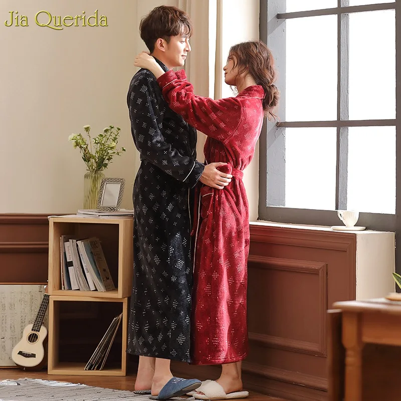 Длинный халат для пар новинка 2019 одинаковое нижнее белье мужчин и женщин теплый