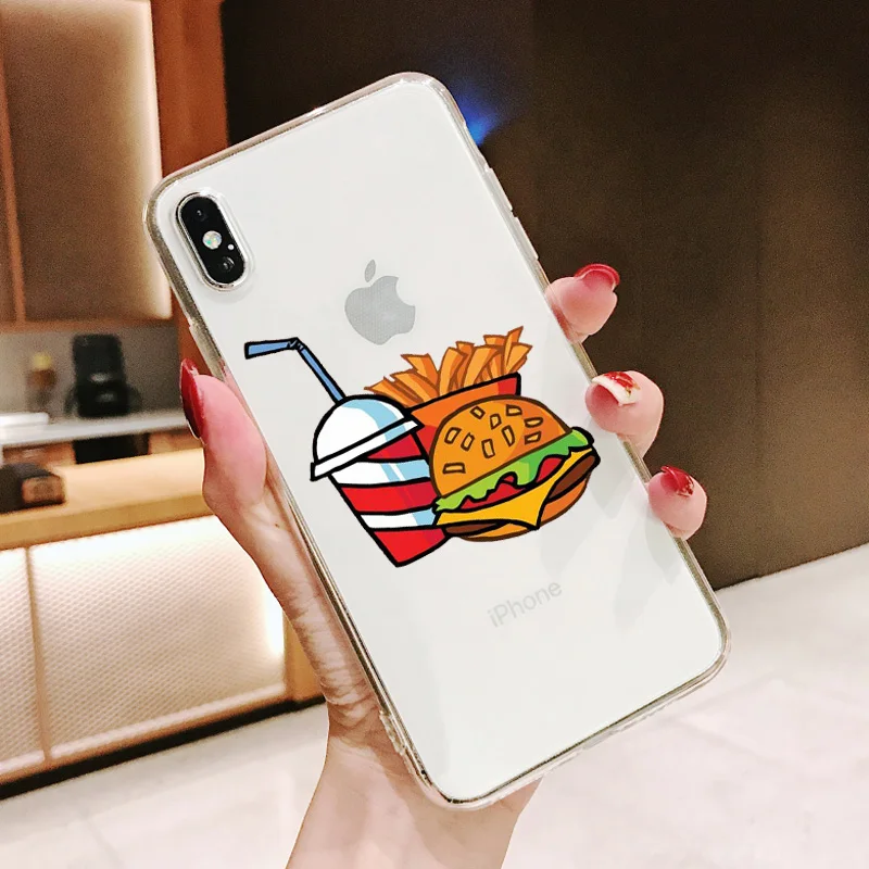 Мягкий прозрачный силиконовый чехол для iPhone 11Pro X XR XS Max 8 7 6 6s Plus гамбургеры