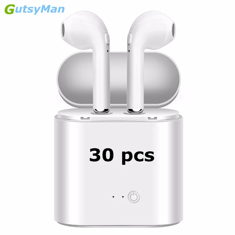 GutsyMan оптовая продажа 30 шт. i7s TWS мини беспроводные Bluetooth вакуумные стереонаушники