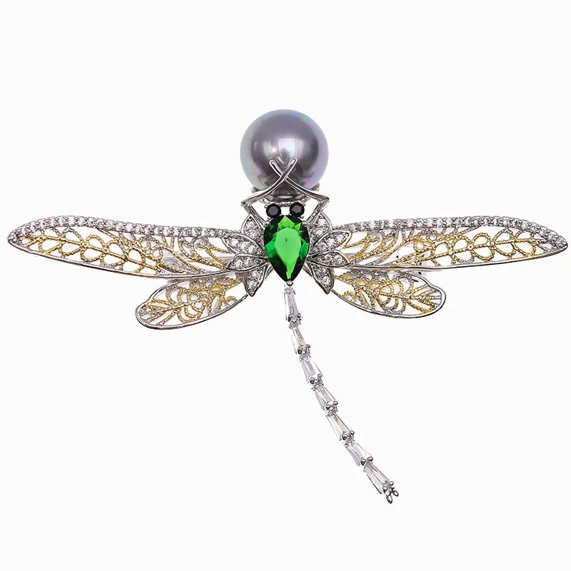 FXLRY насекомое стрекоза брошь хрусталь циркон камень искусственный жемчуг