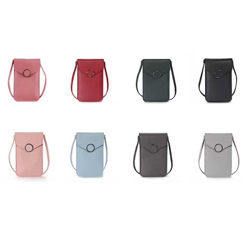 

Mini Crossbody Cell Phone Pouch Purse PU Leather Shoulder Bag with Touch Screen Window