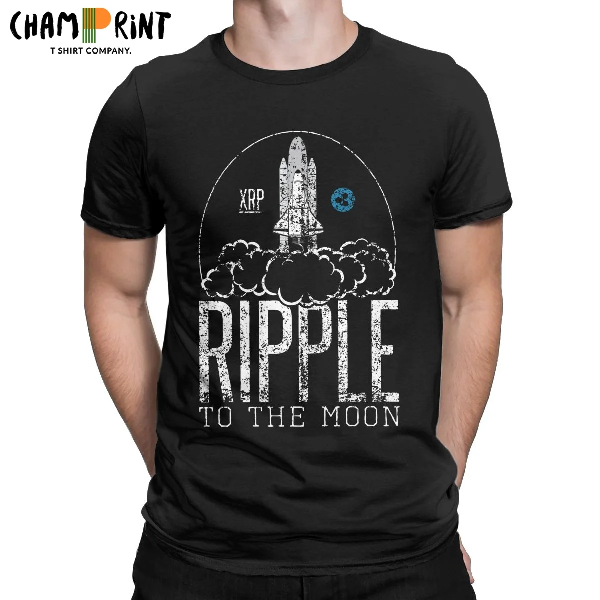 

Мужские футболки Ripple To The Moon Rocket XRP, топы из крипто-хлопка, Юмористические футболки с коротким рукавом