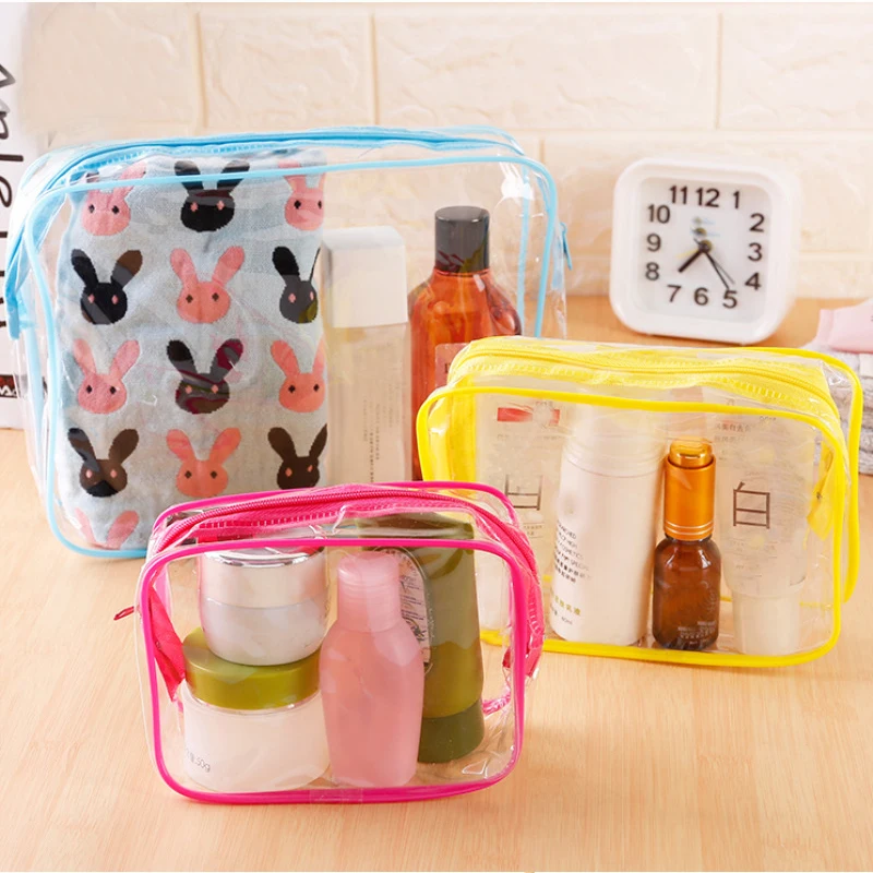 

Travel Transparent Cosmetic Bag PVC Women Zipper Clear Makeup Bags Beauty Case Make Up Organizer Storage Bath Toiletry Wash Bag