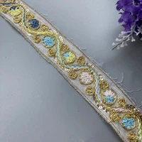 2 yards sequin lace trims floral webbing ribbon clothing decorative embroidered for bridal lace diy sewing material for dress