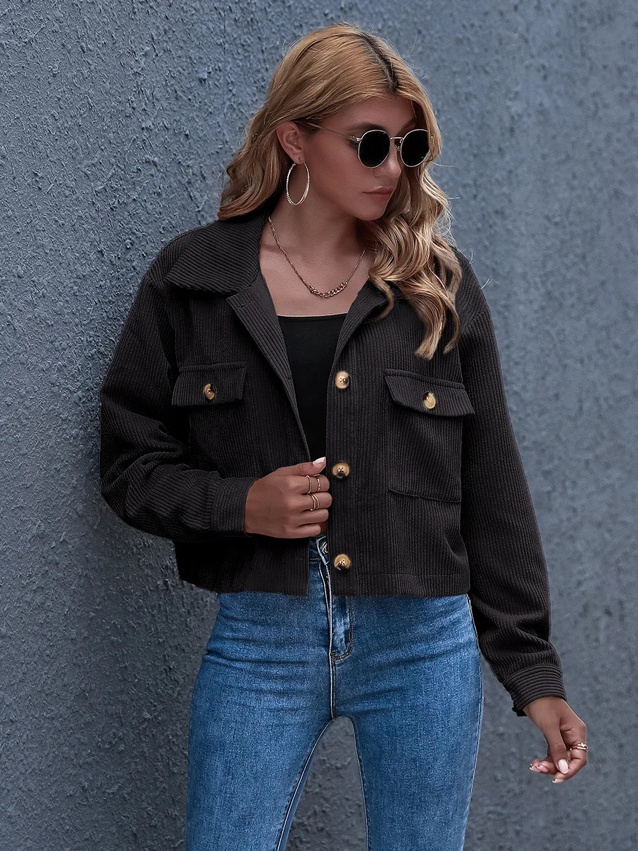 

New Products for Autmn Winter 2020 Fashion Slim Slimming Elegant Temperament Corduroy Shirt Jacket Women's Clothing