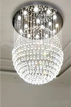 Dia100 H180cm 15LED Современная лестница светодиодный хрустальные люстры освещение приспособление для отеля лобби фойе шар форма капли дождя подвесной светильник - Цвет абажура: Dia100 H180cm 15LED