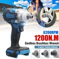 1200n m battery indicator electric impact wrench 14 inch dual purpose wrench cordless without battery for makita 18v battery