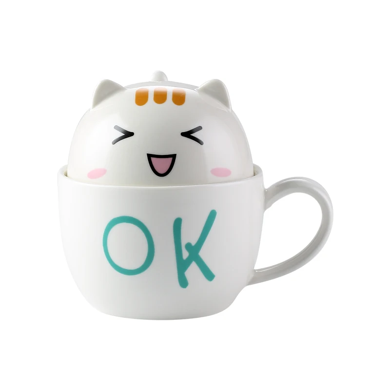 Новая симпатичная мультяшная керамическая кружка чашка с крышкой для чаши