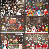 christmas window stickers merry christmas decorations for home 2022 christmas wall sticker kids room wall decals new year 2023