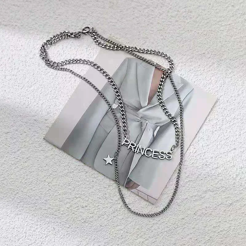 

New double-layer letter necklace female simple clavicle chain personality fashion temperament necklace jewelry wholesale