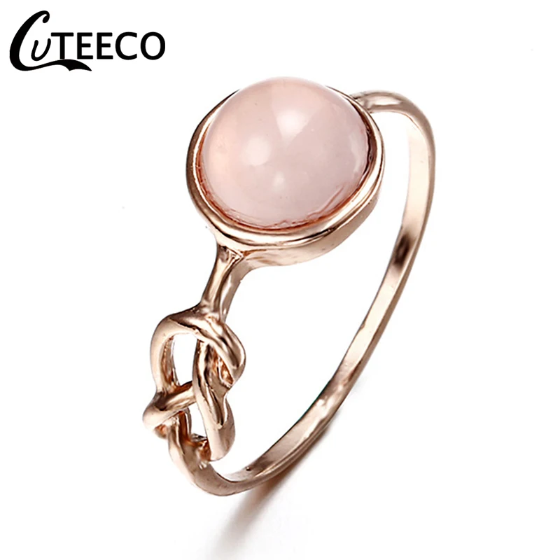 Cuteeco изящные круглые огненные опаловые кольца для женщин розовое золото