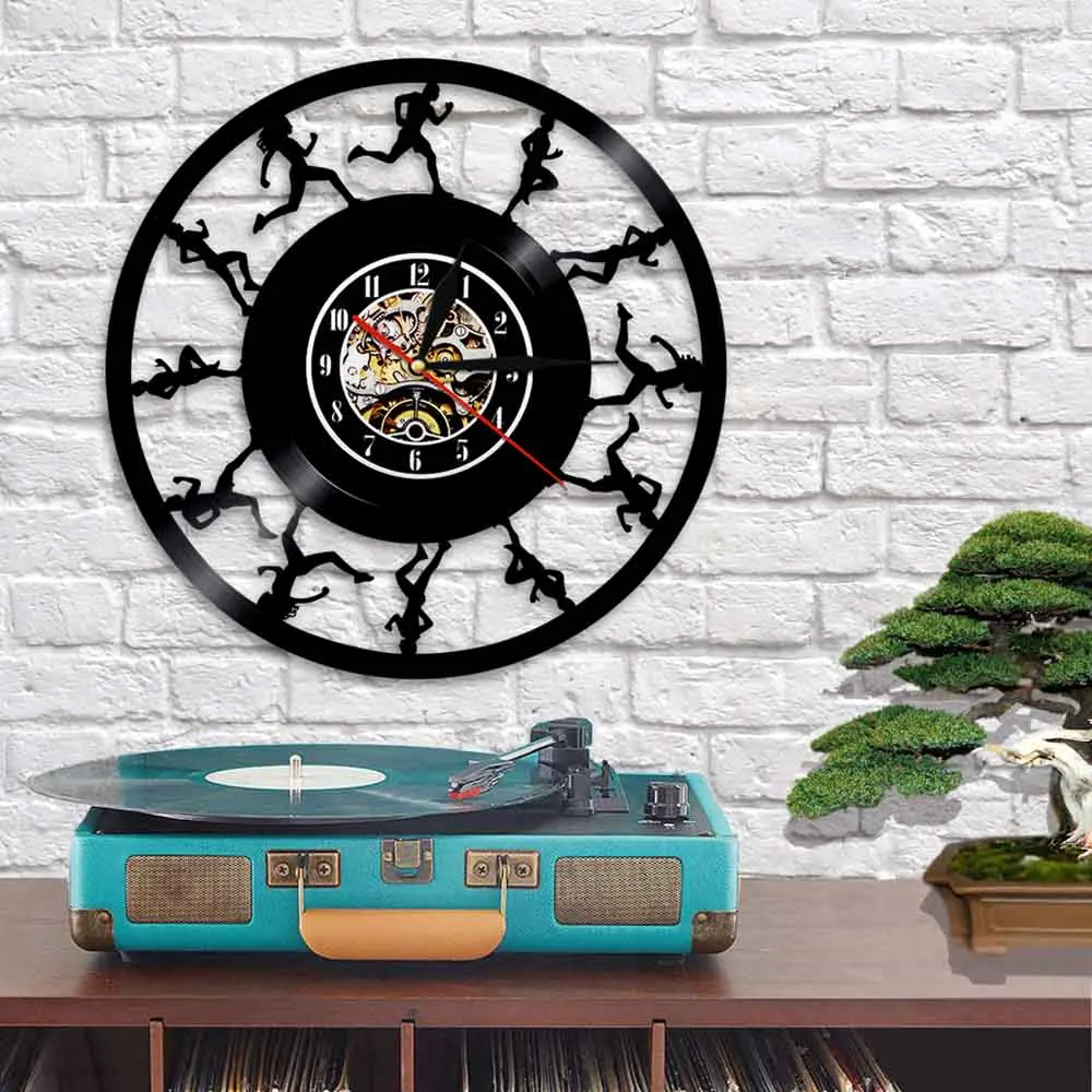 Настенные часы Marathon Runner с силуэтами спортивные тихие кварцевые настенные