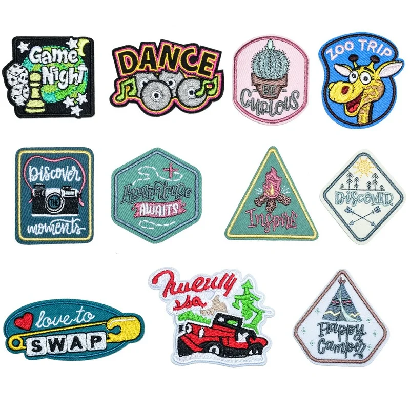 

50pcs/Lot Embroidery Patches Letters Clothing Decoration Accessories Weird Stuff Diy Iron Heat Transfer Applique Punk Clothes