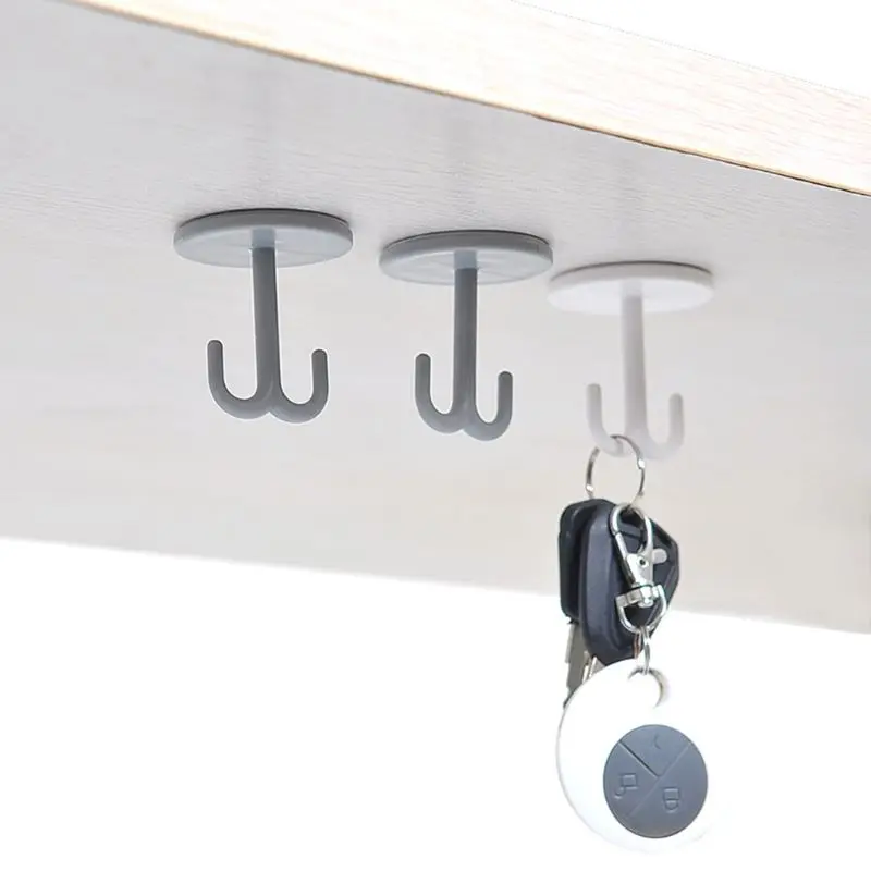 

6pcs Self Adhesive Heavy Duty Ceiling Hook Wall Mounted Cupboard Drawer Hanger for Towel Hat Clothes Keys