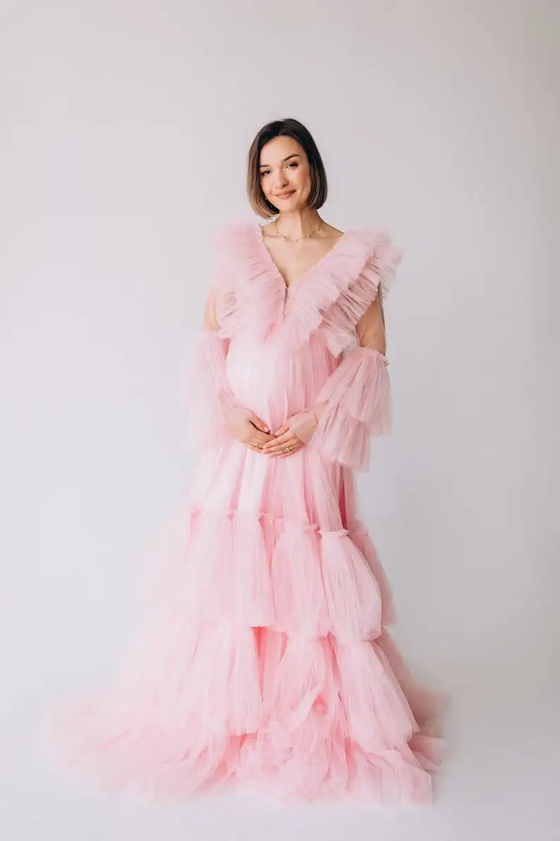 2021 Women's morning clothes see-through pure maternity gown, suitable for photo shoot