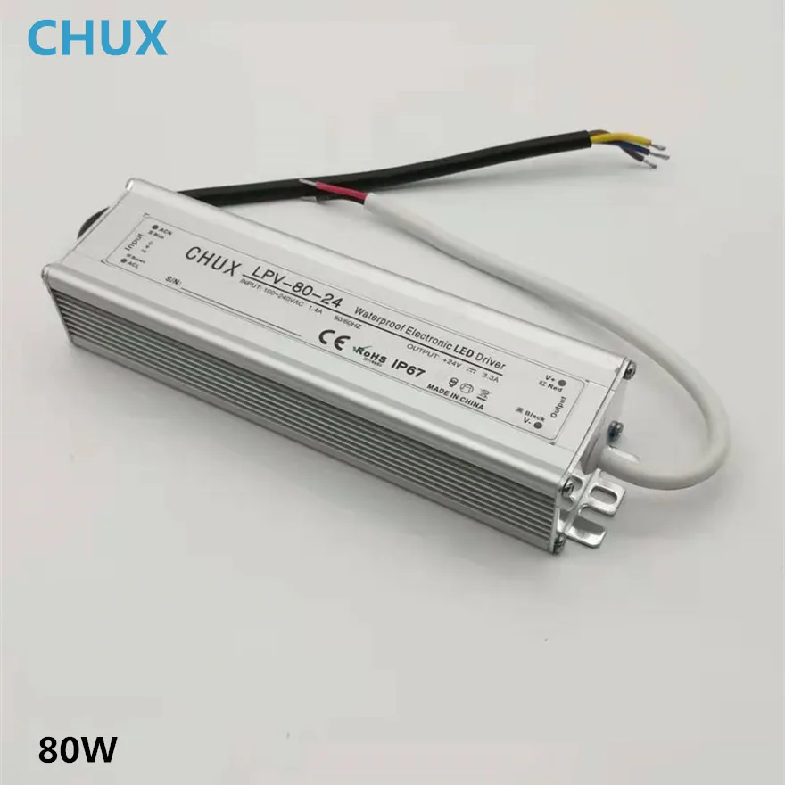 Источник питания CHUX для светодиодной ленты, 12 В, 48 В, 24 В, 80 Вт