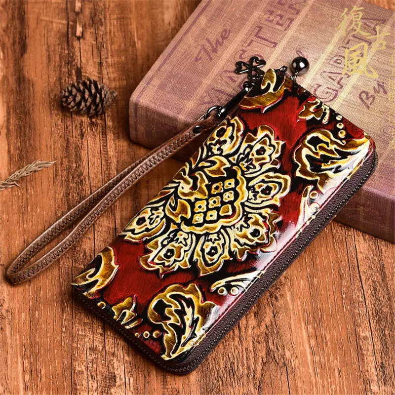 Винтажный Модный женский кошелек Nesitu из натуральной кожи с красивым цветочным