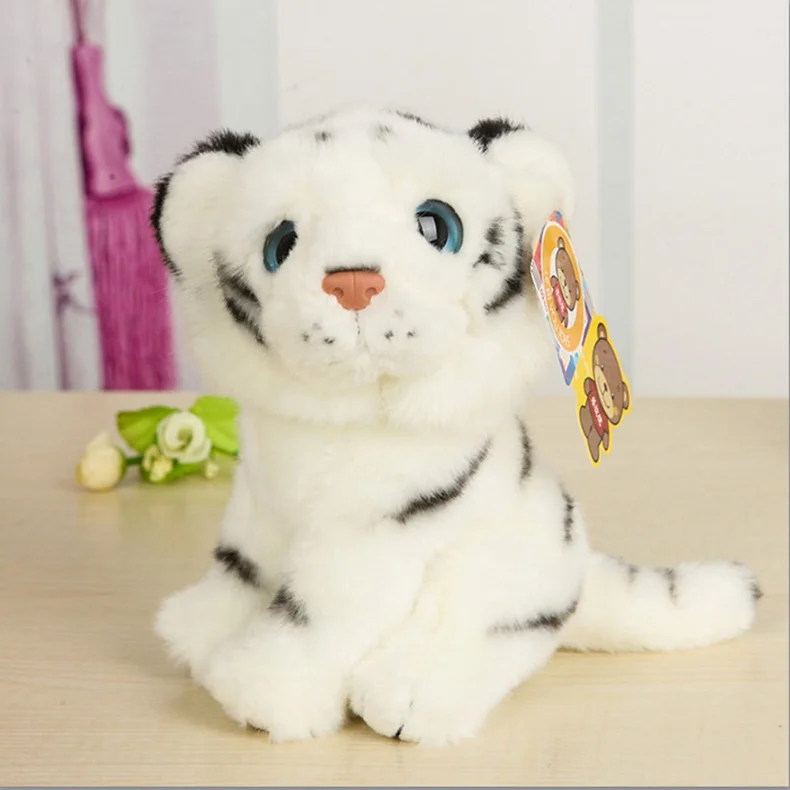 White Tiger " /18 см реалистичные кошки собаки корова Шнауцер плюшевые игрушки, забавные реалистичные Реальная жизнь диких животных Ежик мягкие игрушки подарки для детей - Цвет: White Tiger