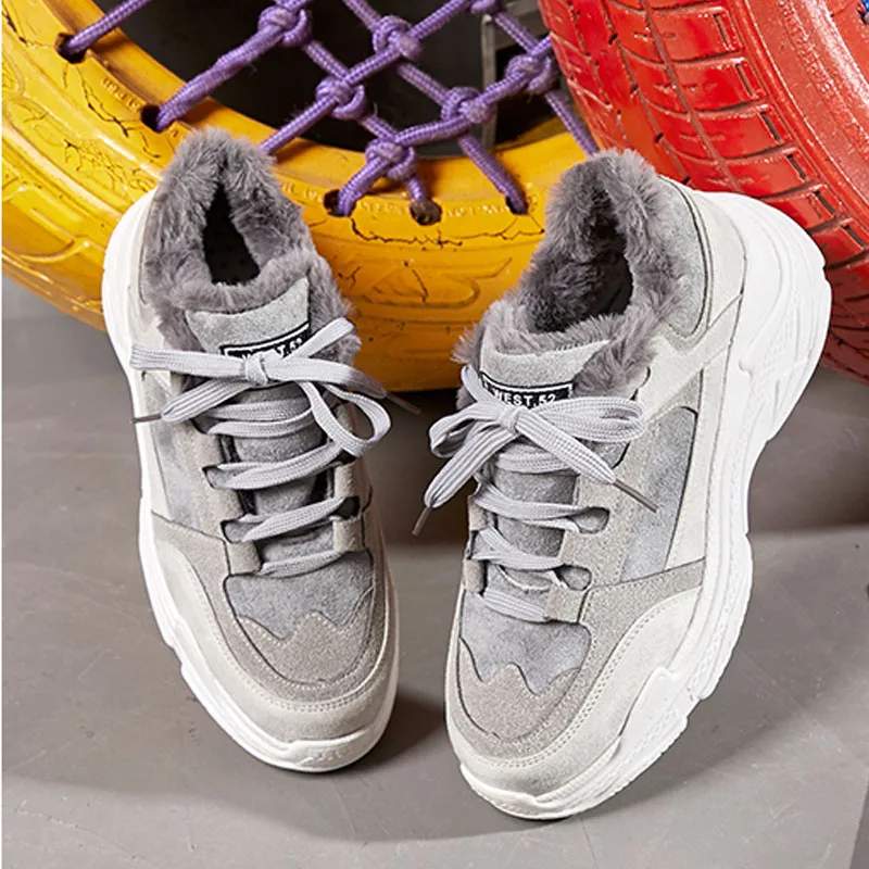 Модные зимние кроссовки Weweya женская зимняя обувь с мехом женские прогулочные