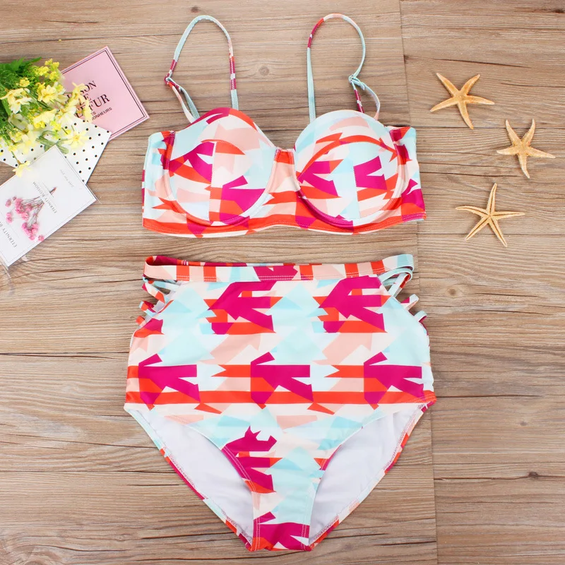 

Sexy Plus Size Printed Swimwear Bikini Set Women Bathing Suits Bodysuit Swimsuit for Female Brazilian Bikini