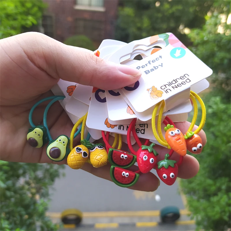 

2 шт. новый милый маленький глаз фрукты принцесса мультфильм головные уборы Дети эластичные ленты для волос Детские веревки Аксессуары для ...