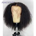Монгольские кудрявые кружевные передние парики 180 плотность кружевные передние парики предварительно собранные человеческие волосы кружевные передние парики человеческие волосы 13x4 Remy