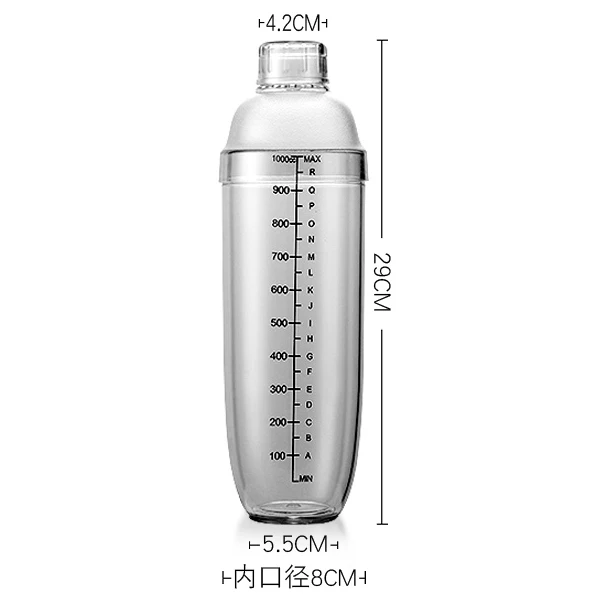 1000ml Пластиковый шейкер для коктейлей 350 мл/530 мл/700 мл/1000 мл винный Миксер для напитков шейкер для напитков домашний барный инструмент WF902209 - Цвет: 1000ml