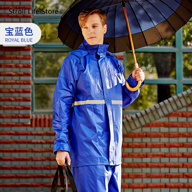 

Adult Raincoat Set Men and Women Motorcycle Electric Car Red Blue Rain Coat Poncho Jacket Double-Layer Nylon Waterproof Gift